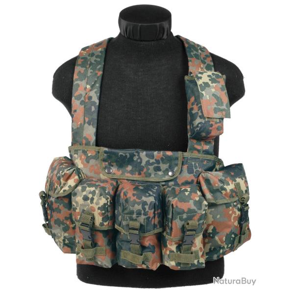 Gilet chest rig Mil-Tec 6 poches en polyester enduit - Flecktarn