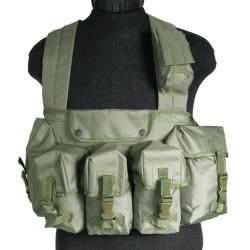 Gilet chest rig Mil-Tec 6 poches en polyester enduit - Vert olive