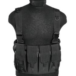 Gilet Chest Rig Mil-Tec en polyester enduit PVC 4 poches - Noir
