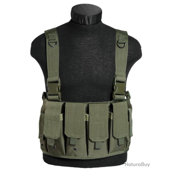 Gilet Chest Rig Mil-Tec en polyester enduit PVC 4 poches - Vert olive