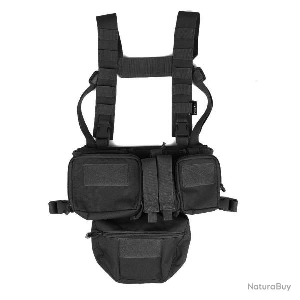 Gilet chest rig Vigilant Compact en nylon quatre emplacements - Noir