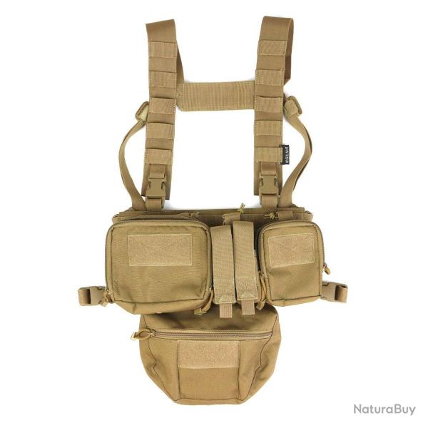 Gilet chest rig Vigilant Compact en nylon quatre emplacements - Coyote