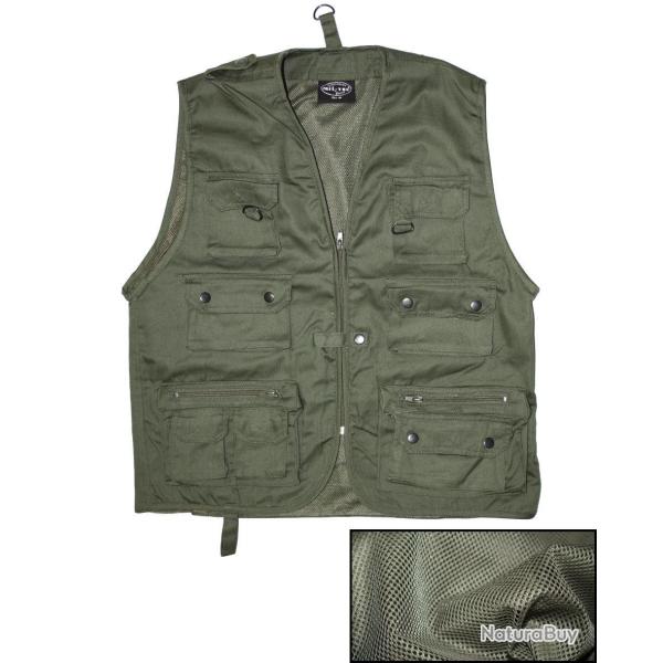 Gilet multipoches Mil-Tec en polyester-coton 14 poches - Vert olive / S