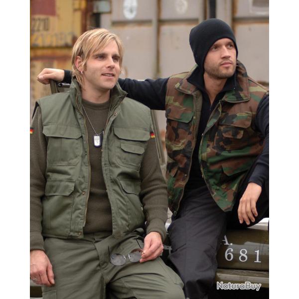 Gilet ouat� Ranger Mil-Tec en polycoton twill doublure coton - Vert olive / M