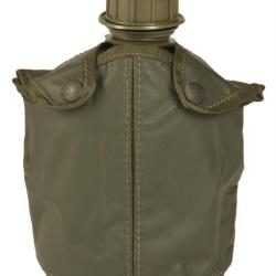 Gourde de l'arm&eacute;e belge de 0,75 litre avec housse en PVC, lot de 5 - Vert olive
