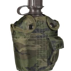 Gourde Mil-Tec type US 1 litre en poly&eacute;thyl&egrave;ne avec housse - Woodland