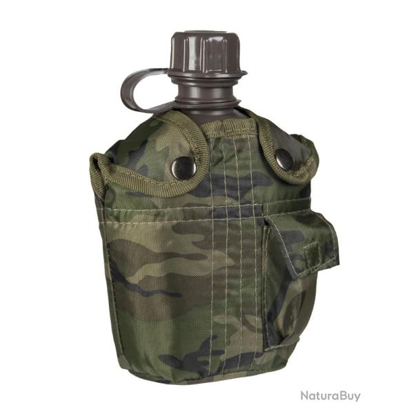 Gourde Mil-Tec type US 1 litre en poly�thyl�ne avec housse - Woodland
