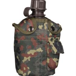 Gourde Mil-Tec type US 1 litre en poly&eacute;thyl&egrave;ne avec housse - Flecktarn
