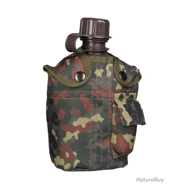 Gourde Mil-Tec type US 1 litre en poly�thyl�ne avec housse - Flecktarn
