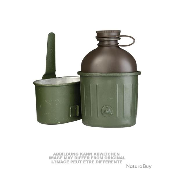 Gourde trois pi�ces de la Bundeswehr avec quart en aluminium, lot de 5 - Vert olive