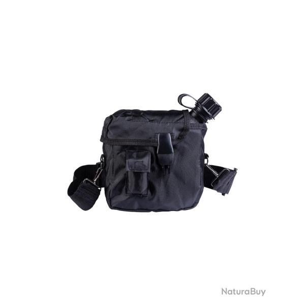 Gourde type US 2 quarts Mil-Tec 1,9 L avec housse polyester - Noir