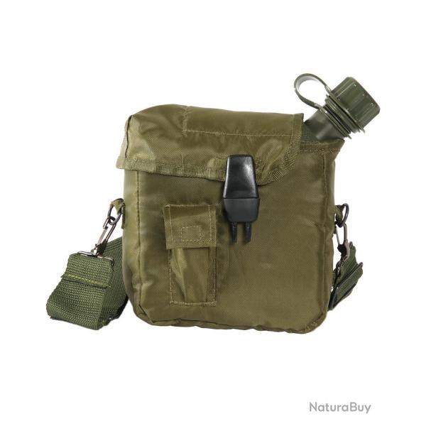 Gourde type US 2 quarts Mil-Tec 1,9 L avec housse polyester - Vert olive