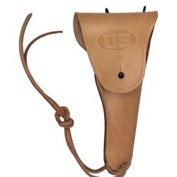 Holster &agrave; port apparent Mil-Tec type US M12 en cuir de buffle - Marron
