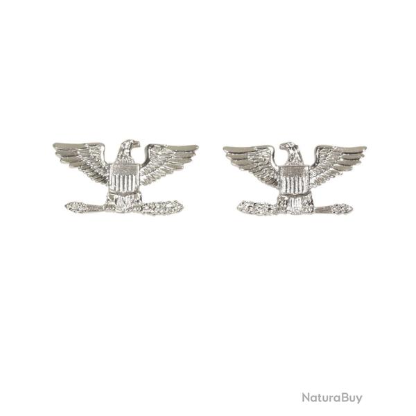 Insigne de grade Colonel US Mil-Tec en cuivre � �pingle motif - Argent