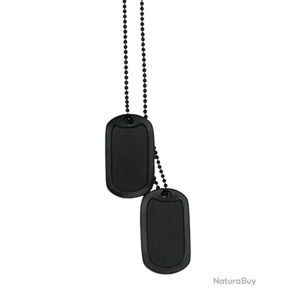Jeu de deux plaques d'identification type US Mil-Tec - Noir