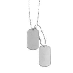 Jeu de plaques d'identit&eacute; type US Mil-Tec acier inoxydable cha&icirc;nes - Autre