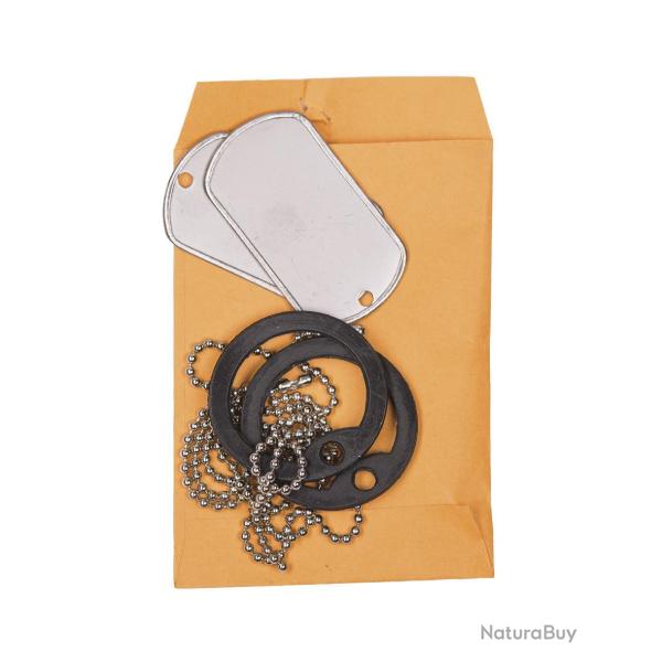 Jeu de plaques d'identit� type US Mil-Tec acier inoxydable cha�nes - Coyote