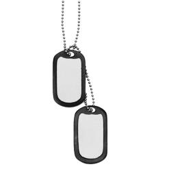 Jeu de plaques d'identit&eacute; type US Mil-Tec acier inoxydable et cha&icirc;nes - Autre