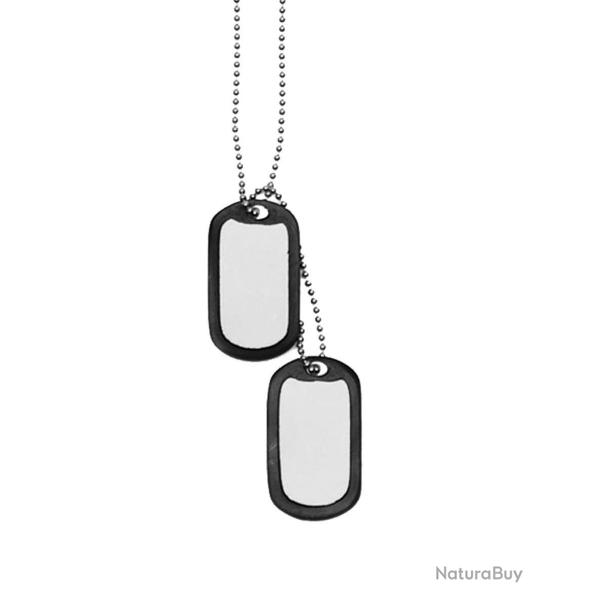 Jeu de plaques d'identit� type US Mil-Tec acier inoxydable et cha�nes - Autre