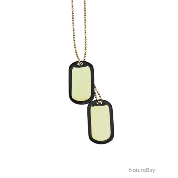 Jeu de plaques d'identit� type US Mil-Tec en acier inoxydable - Or