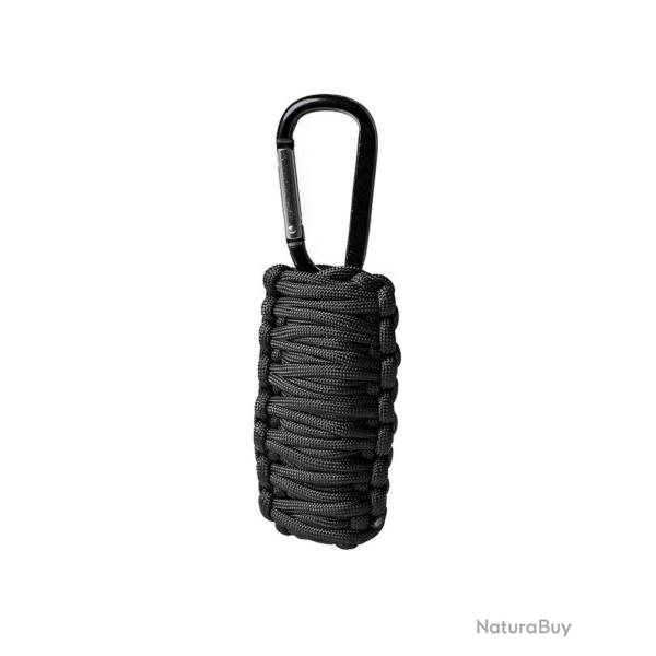 Kit de survie Mil-Tec compact avec 3 m de paracord polyester - Noir