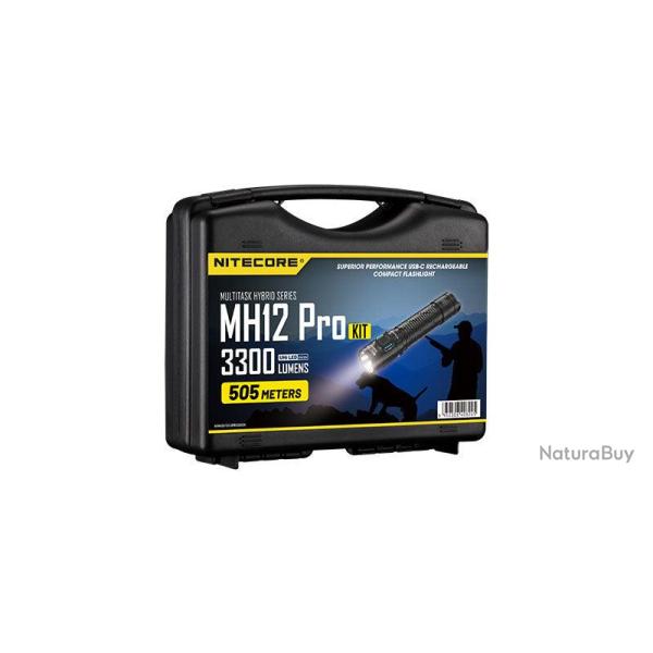 Lampe torche Nitecore MH12 Pro en kit 3 300 lumens - Noir