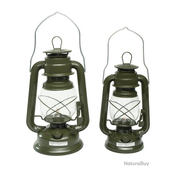 Lanterne temp�te Mil-Tec en zinc hauteur 23 cm 370 g pour campement - Vert olive