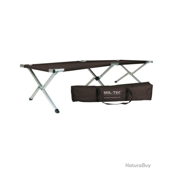 Lit picot type US Mil-Tec en aluminium 190 � 65 cm - Noir