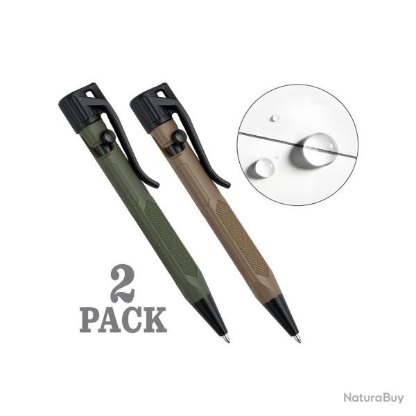 Lot de 2 stylos Rite In The Rain � mini-verrou corps - Vert olive / Marron