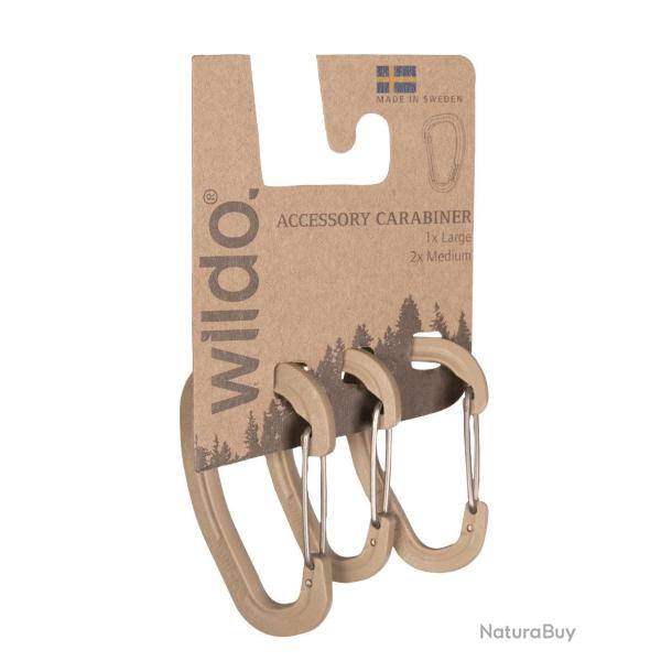 Lot de 3 mousquetons d'accessoire Wildo en polyoxym�thyl�ne - Coyote
