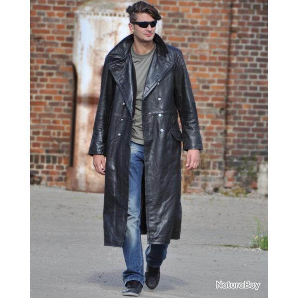 Manteau long Mil-Tec en cuir de buffle doubl� coton - Noir / 54