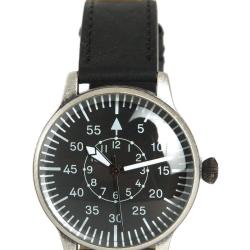 Montre d'aviateur Mil-Tec Retro bo&icirc;tier laiton bracelet cuir - Noir
