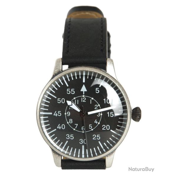 Montre d'aviateur Mil-Tec Retro bo�tier laiton bracelet cuir - Noir