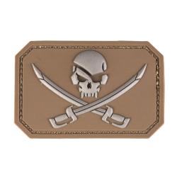 Morale patch t&ecirc;te de mort et &eacute;p&eacute;es Mil-Tec 3D en PVC - Coyote