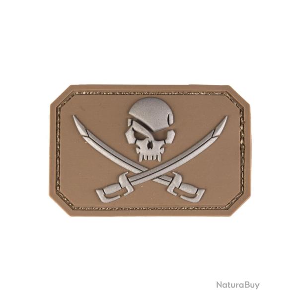 Morale patch t�te de mort et �p�es Mil-Tec 3D en PVC - Coyote