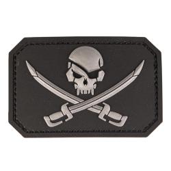 Morale patch t&ecirc;te de mort et &eacute;p&eacute;es Mil-Tec 3D en PVC - Noir
