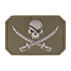 Morale patch t&ecirc;te de mort et &eacute;p&eacute;es Mil-Tec 3D en PVC - Vert olive