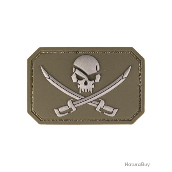 Morale patch t�te de mort et �p�es Mil-Tec 3D en PVC - Vert olive