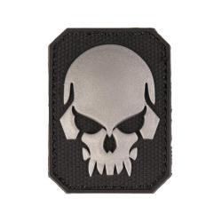 Morale patch t&ecirc;te de mort Mil-Tec 3D en PVC 5,5 x 4 cm dos - Noir