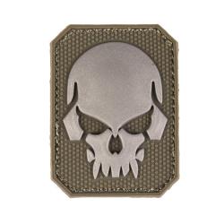 Morale patch t&ecirc;te de mort Mil-Tec 3D en PVC 5,5 x 4 cm dos - Vert olive