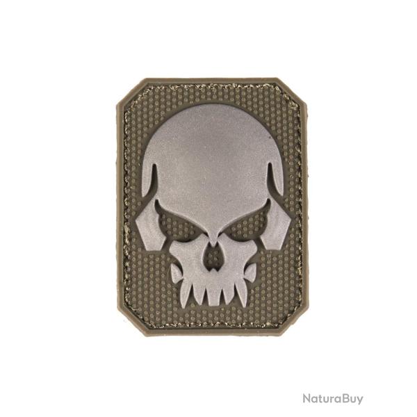 Morale patch t�te de mort Mil-Tec 3D en PVC 5,5 x 4 cm dos - Vert olive