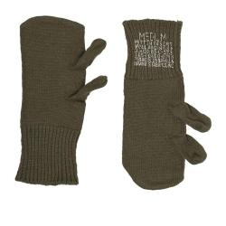 Moufle &agrave; doigt ind&eacute;pendant en laine type am&eacute;ricain, stock - Vert olive