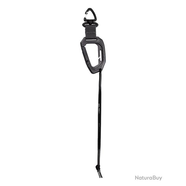 Mousqueton MissionGear Mil-Tec en POM 9 cm avec sangle nylon - Noir