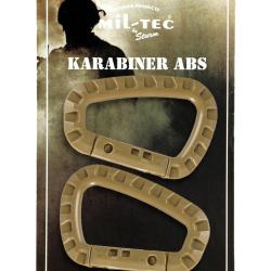 Paire de mousquetons d'accessoire Mil-Tec en ABS 8,3 cm - Coyote