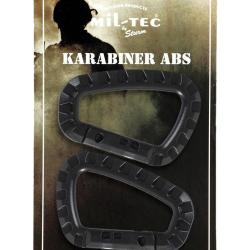 Paire de mousquetons d'accessoire Mil-Tec en ABS 8,3 cm - Noir