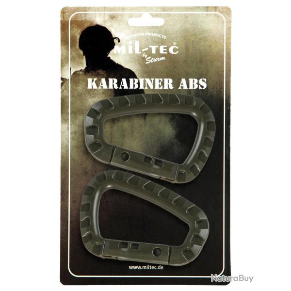 Paire de mousquetons d'accessoire Mil-Tec en ABS 8,3 cm - Vert olive