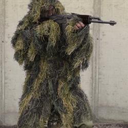 Parka Ghillie Mil-Tec Anti Fire Pro en polyester ignifug&eacute; - Woodland / M - L