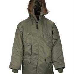 Parka grand froid N3B Mil-Tec en nylon garni 200 g/m&sup2; capuche - Vert olive / S