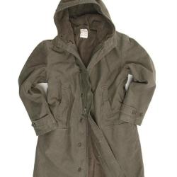 Parka long Bundeswehr en satin de coton d'occasion - Vert olive