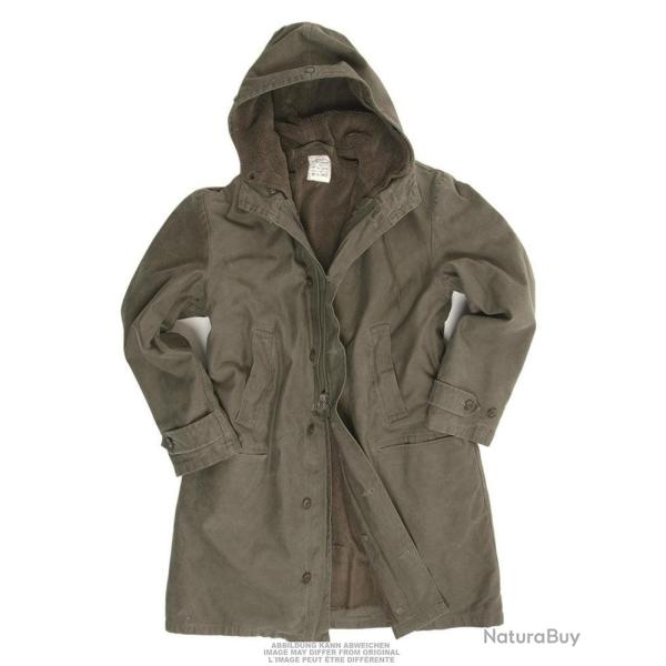 Parka long Bundeswehr en satin de coton d'occasion - Vert olive